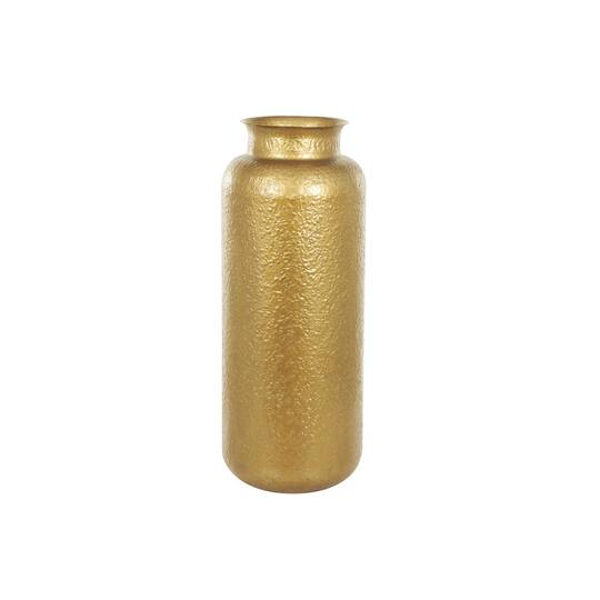 Gold Metal Tall Textured Hammered Floor Vase